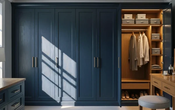 Bespoke fitted wardrobes designed for a modern bedroom