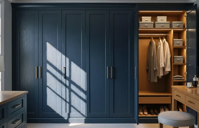Bespoke fitted wardrobes designed for a modern bedroom