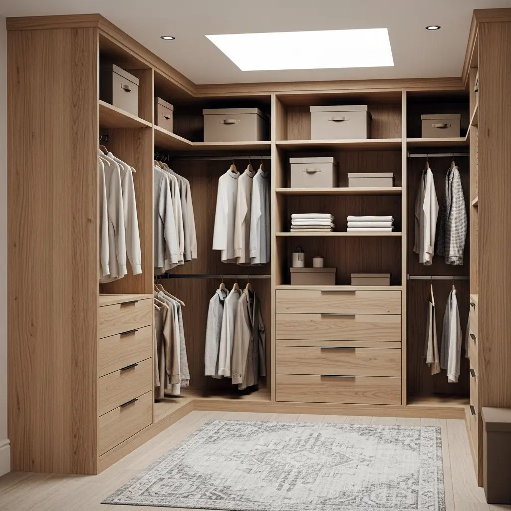 Light Bespoke Walk-In Wardrobe